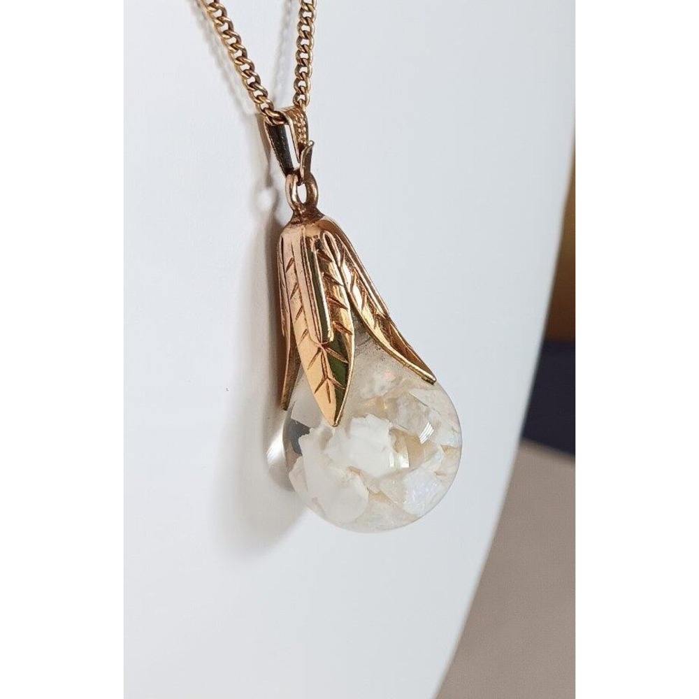 Vintage 1/20 12k Gold Fill Large Floating Opal Necklace Pendant 18" Chain
